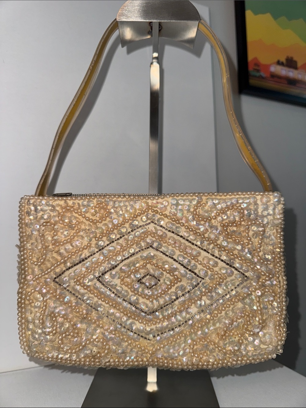 Vintage David's Import Beaded & Sequined Evening Clutch